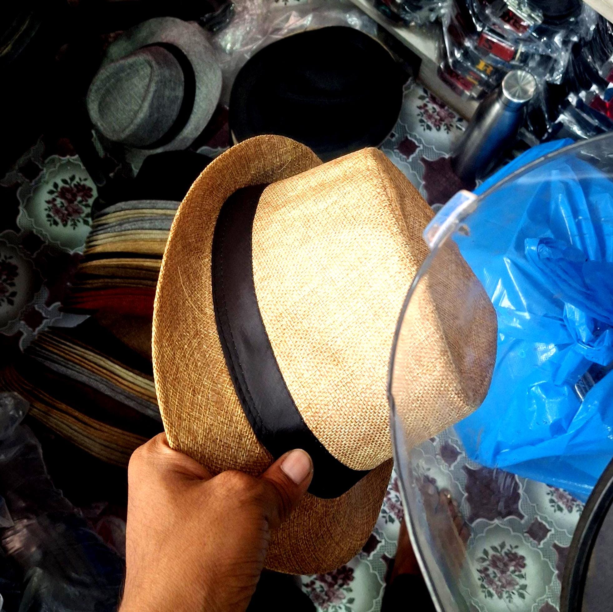 Straw Fedora Hat for Men Women, Short Brim Trilby, Woven Summer Dress Hat LIDHAY Short Brim Panama Hat Straw Fedora Hats for Men Women  main image 2