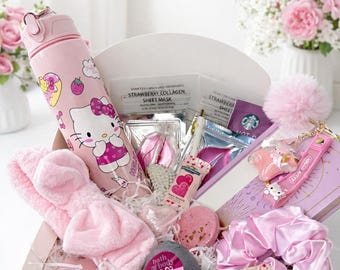 Kawaii Pink Gift Box 15+ Items | Cute Self Care Gift for Her | Birthday & Valentine’s Day Gift | Ready to Gift