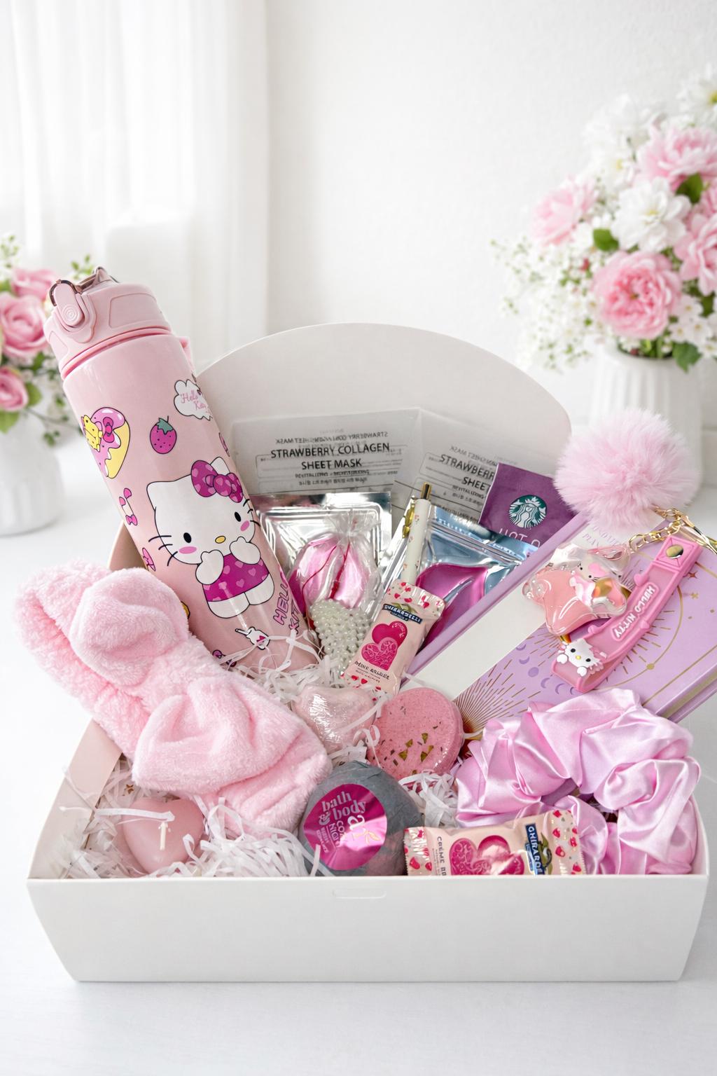 Kawaii Pink Gift Box 15+ Items | Cute Self Care Gift for Her