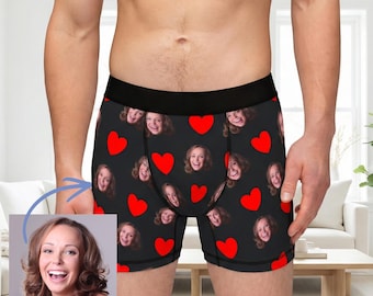 Bóxers personalizados con caras divertidas, ropa interior personalizada para él, regalo de aniversario con foto, regalo de San Valentín para tu novio
