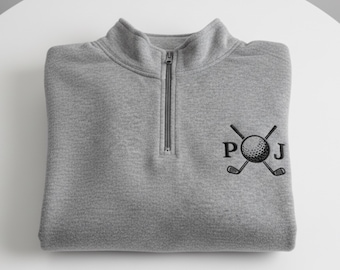 Suéter de golf personalizado con cremallera de un cuarto / Monograma personalizado bordado / Regalo perfecto para papá / Golfistas y entrenadores / Sudadera con capucha única para entusiastas del golf
