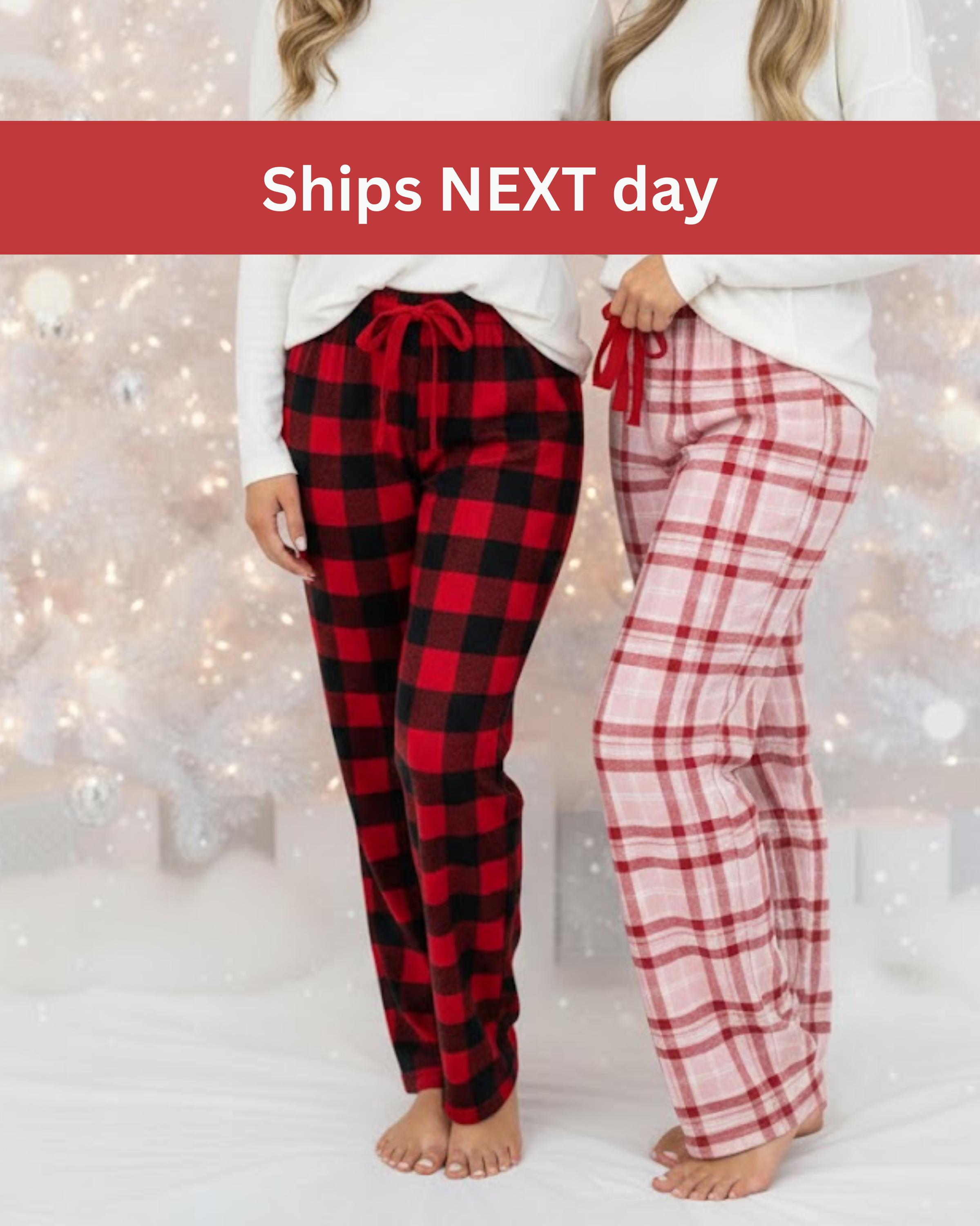 Plaid Holiday Pj Pants, Christmas Cute Flannel Couples Pyjamas, Matching for Family