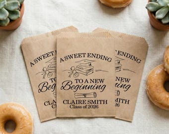 Bolsas de recuerdos de graduación / Bolsas de galletas de graduación / Bolsas de donas / Decoración para fiesta de graduación / Clase de 2026 / Recuerdos de fiesta de graduación / Bolsas de dulces