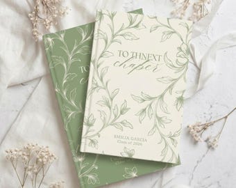 Diario de graduación personalizado, libro de recuerdos botánico de tapa dura, promoción de 2026.