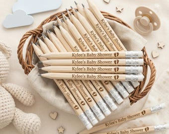 Lápices personalizados para baby shower / Lápices grabados a medida / Lápices para juegos de baby shower / Recuerdos de fiesta / Decoración para revelación de género