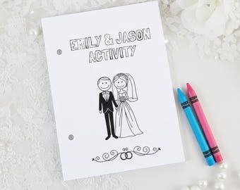 Actividades para bodas, Libro de actividades para fiestas infantiles, Regalos para niños en bodas, Recuerdos de boda con nombre personalizado para niños, Folleto de boda para colorear para niños