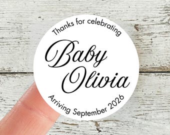 Pegatinas personalizadas para baby shower de 5 cm / Etiquetas personalizadas para recuerdos / Pegatinas para baby shower / Etiquetas de agradecimiento / Pegatinas con el nombre del bebé