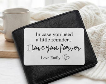 Inserto de billetera personalizado, regalo grabado para él, regalo de San Valentín, regalo de cumpleaños para novio, regalo para pareja o esposo.