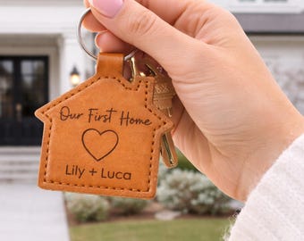 Llavero personalizado para la primera casa, regalo de inauguración de casa en piel sintética