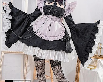 Mini abito per cosplay / Maniche lunghe con volant / Stile gotico Y2K