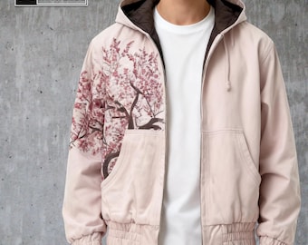 Felpa con cappuccio e zip ricamata / Giacca casual ampia / Streetwear Y2K Chic
