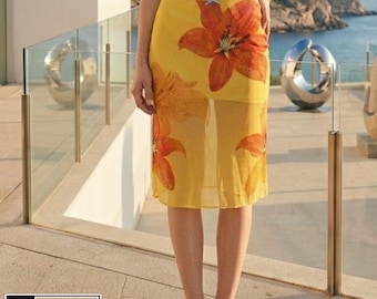 Gonna a vita bassa / Parte inferiore trasparente con stampa floreale / Abbigliamento da spiaggia / Stile chic femminile