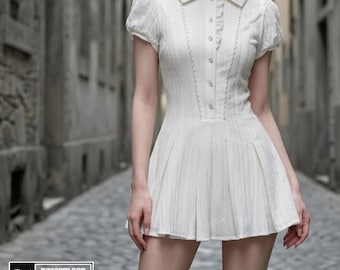 Abito corto da donna a trapezio / Vestibilità casual a maniche corte / Stile streetwear retrò chic / Tendenza Y2K
