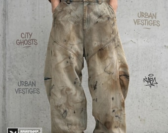 Jeans larghi con graffiti / Pantaloni in denim casual e comodi / Abbigliamento quotidiano / Stile streetwear grunge