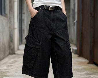Pantaloncini cargo larghi / Jeans larghi con molte tasche / Abbigliamento quotidiano / Stile streetwear anni 2000