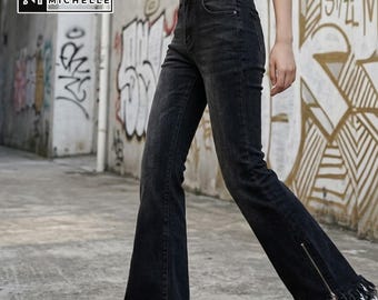 Pantaloni slim a zampa / Pantaloni casual a vita alta / Abbigliamento quotidiano / Stile streetwear Y2K