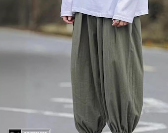 Pantalones Hakama holgados / Pantalones casuales de pierna ancha / Corte holgado / Estilo Harajuku Y2K