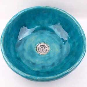 UM8 Turquoise Round Overtop Washbasin Handmade Ceramic - Etsy