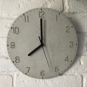 ZB1 Gray Concrete Clock, Black Hands, Arabic Numerals