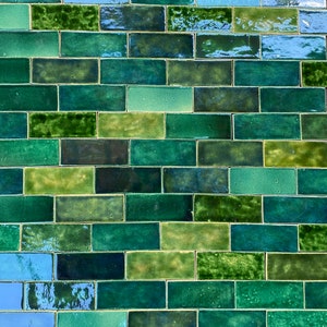 CEG Bottle green brick ceramic tiles, green mix 115pcs 1m2 10,76 sq.ft image 1