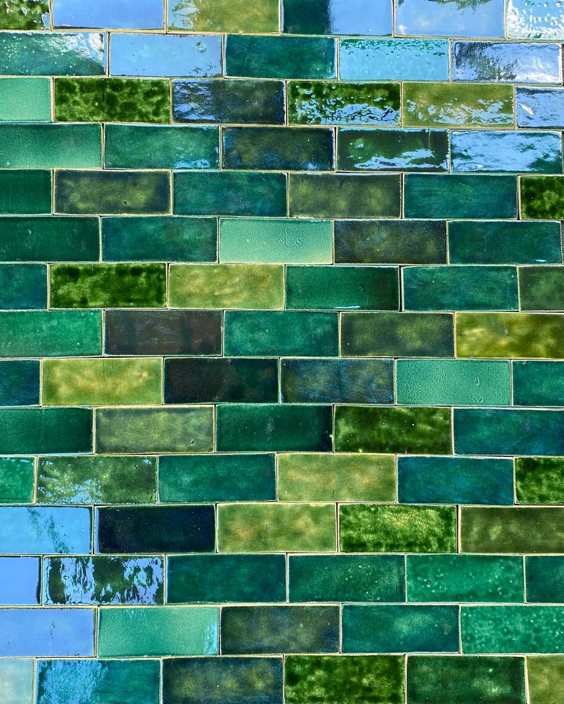 CEG Bottle green brick ceramic tiles, green mix 115pcs 1m2 10,76 sq.ft image 1