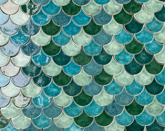 RL Green fish scales ceramic tiles - 175pcs - 1m2 = 10,76 sq.ft