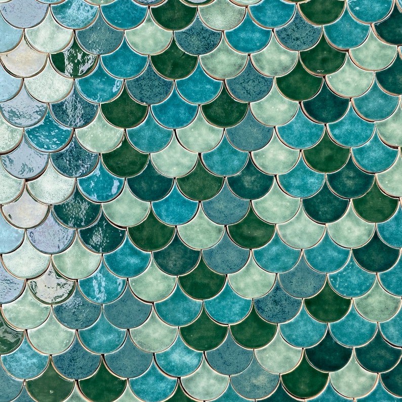 RL Green fish scales ceramic tiles 175pcs 1m2 10,76 sq.ft image 1