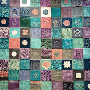 KK52 Duskiness and turquoises ceramic tiles - 200 pcs - 2m2 = 21,52 sq.ft