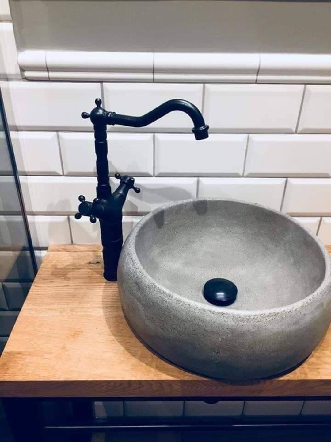 UB8 Graphite Concrete Round Barrel Sink, Washbasin - Etsy