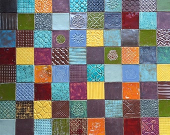 KL5 Industrial mix colors tiles, unusual, handmade tiles, ceramics, 100 pcs - 1m2 = 10,76 sq.ft