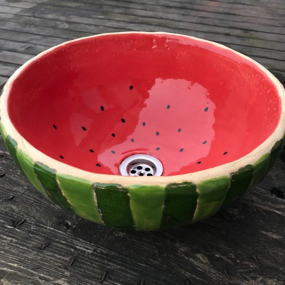 Arbuz Umywalka Ceramiczna Nablatowa Umywalka Ręcznie Robiona Umywalka Melon