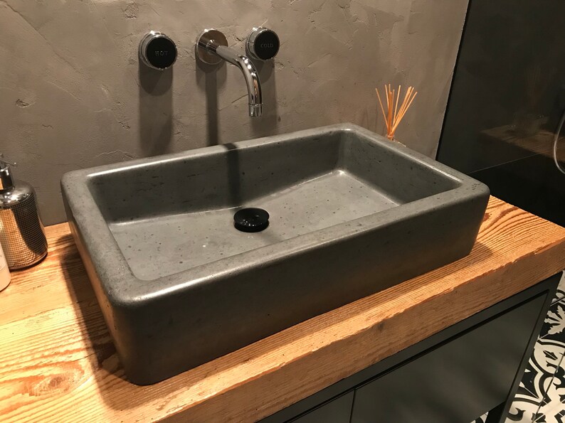 Big Dark Gray Concrete Sink UB11