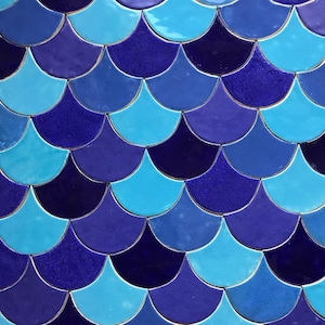 RL Blue fish scales ceramic tiles - 175pcs - 1m2 = 10,76 sq.ft