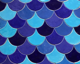 RL Blue fish scales ceramic tiles - 175pcs - 1m2 = 10,76 sq.ft