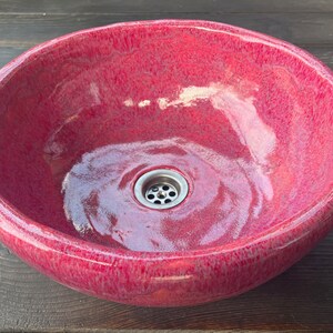 UM8 Pink sink, round overtop washbasin, handmade ceramic washstand image 4