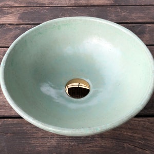 UB15 Small Mint Concrete Round Sink, Washbasin