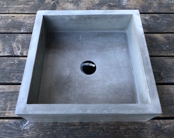 UB3 Large Dark Grey Square Concrete, Lavabo