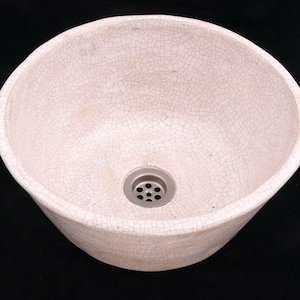 UM12 White cracle sink, round overtop washbasin, handmade ceramic washstand