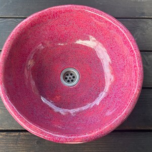 UM8 Pink sink, round overtop washbasin, handmade ceramic washstand image 2