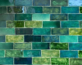 CEG ensemble d'échantillons briques vertes, carreaux muraux en forme de briques verts,