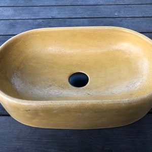 UB7 Yellow Concrete Oval Sink, Washbasin