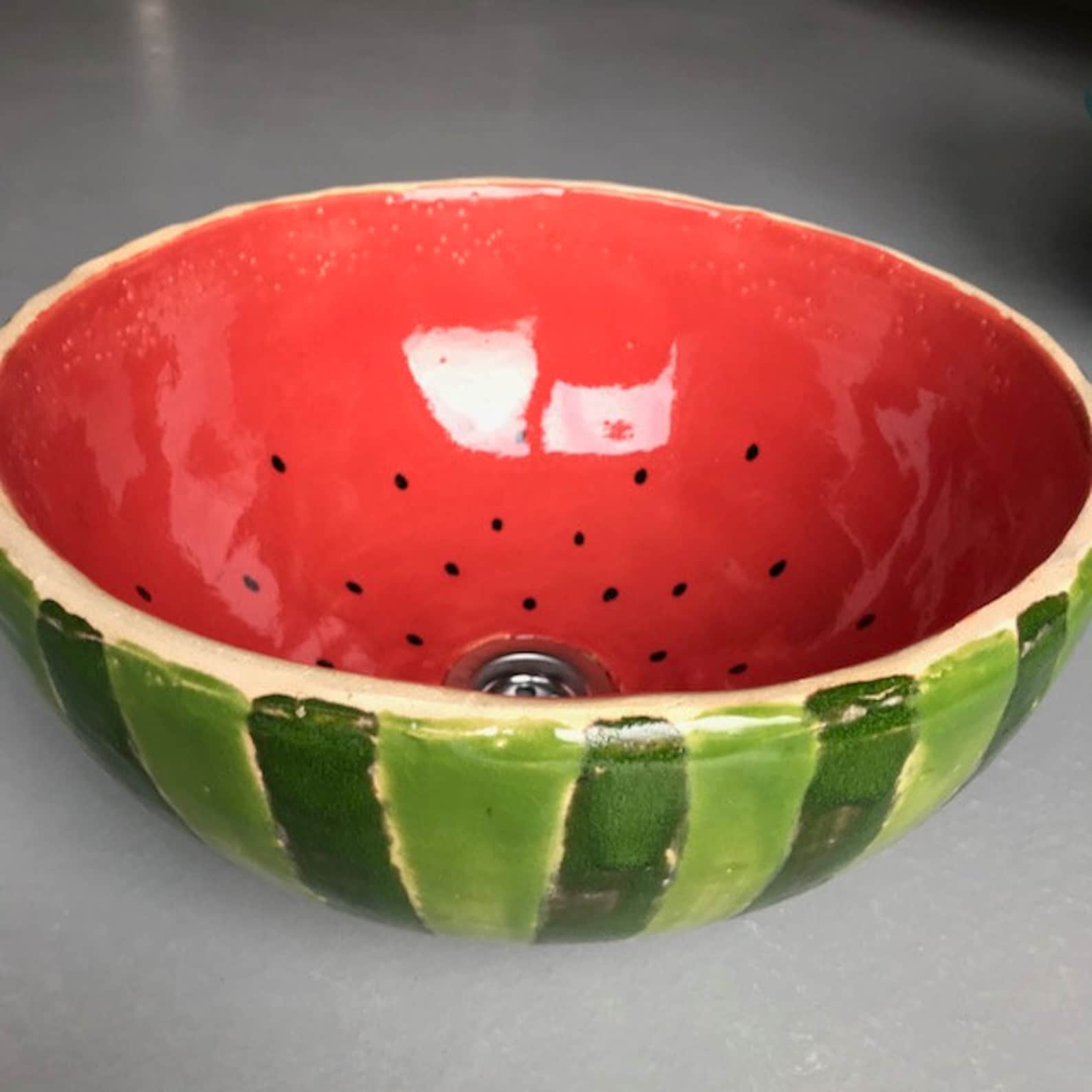 UM62 Watermelon Fruit Sink Round Overtop Washbasin Handmade Etsy