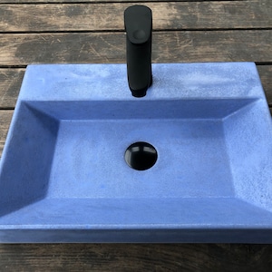Lavandino rettangolare in cemento blu UB10, lavabo