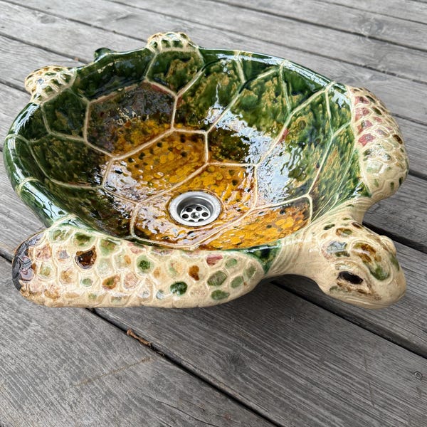 UM64 Lavabo rond en céramique Tortue