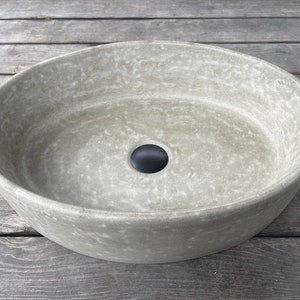 UB12 Gray Concrete Oval Straight Washbasin