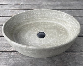 UB12 Gray Concrete Oval Straight Washbasin