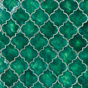 CAS Moroccan tiles, Casablanca, Oriental, green ceramic tiles unique and handmade - 120pcs - 1m2 = 10,76 sq.ft
