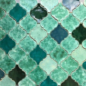 KMA SAMPLE SET Moroccan tiles, mix green Marrakesh, oriental, ceramic - 5pcs