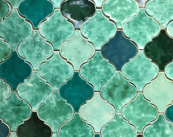 KMA SAMPLE SET Moroccan tiles, mix green Marrakesh, oriental, ceramic - 5pcs