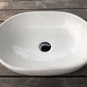 UB14 Big White Concrete Oval Sink, Washbasin